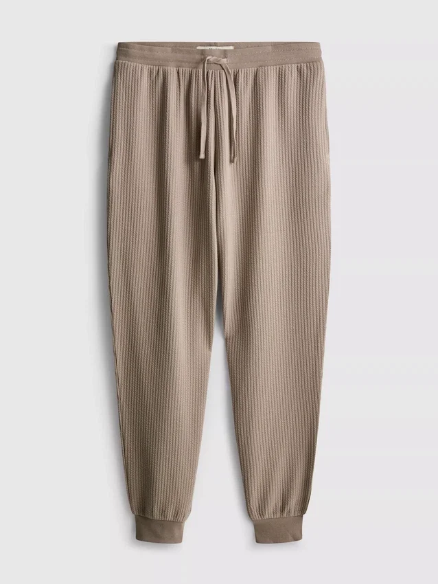 Calças de pijama às riscas texturizadas