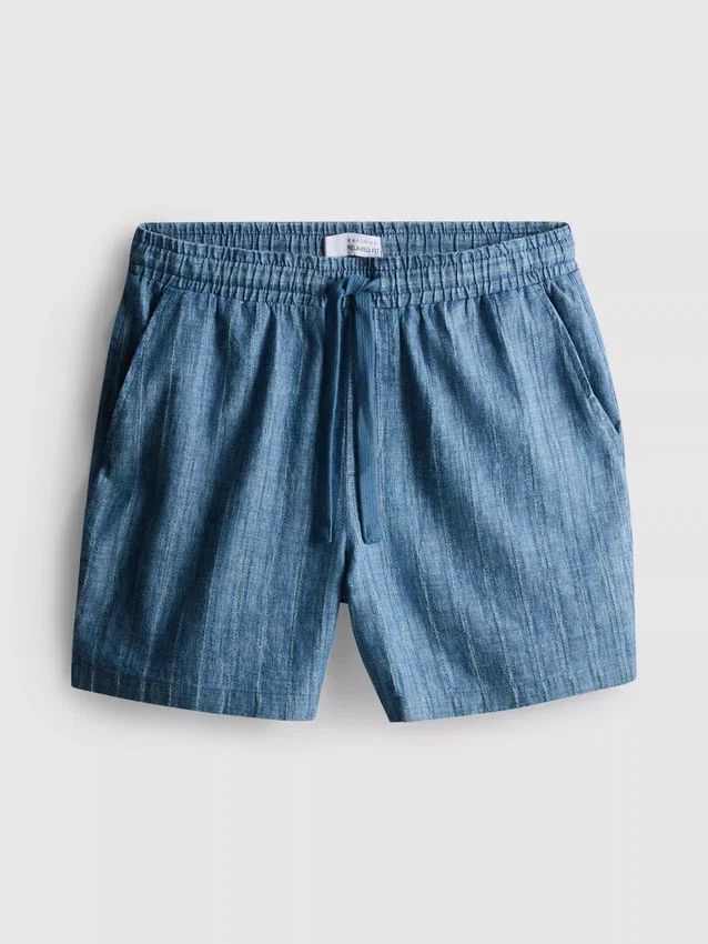 Calções com cintura com cordão texturizada
