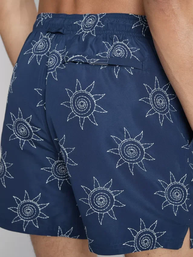 Calções de banho bordados com motivo solar