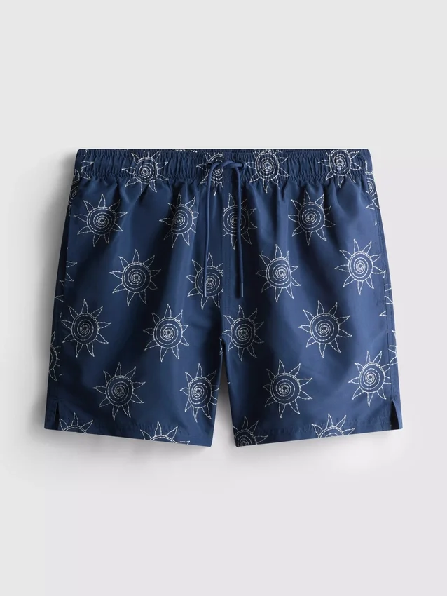 Calções de banho bordados com motivo solar