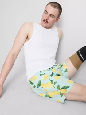 Calções de banho com estampado de limão