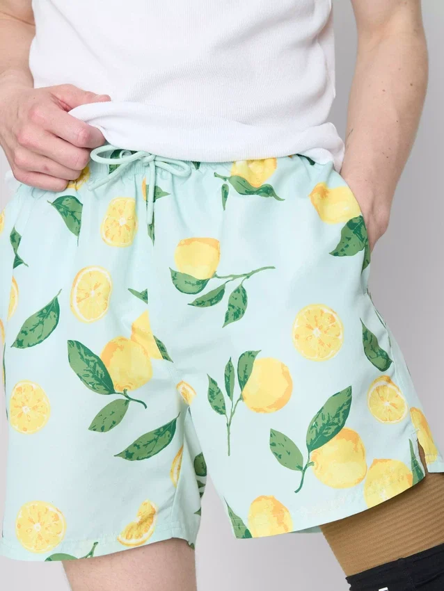 Calções de banho com estampado de limão