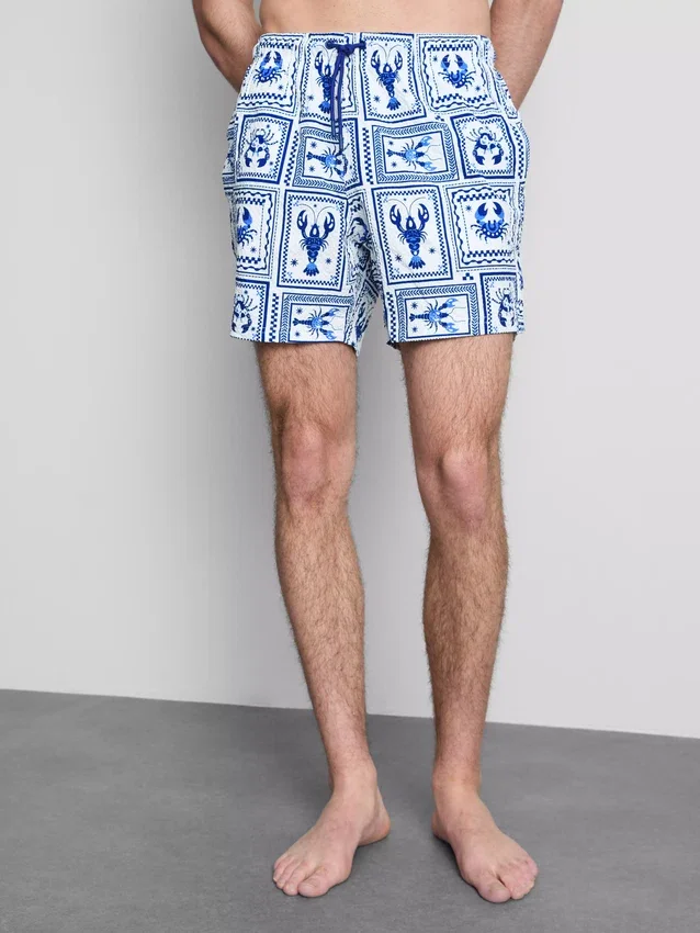 Calções de banho com textura de azulejos mediterrânicos