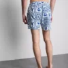 Calções de banho com textura de azulejos mediterrânicos