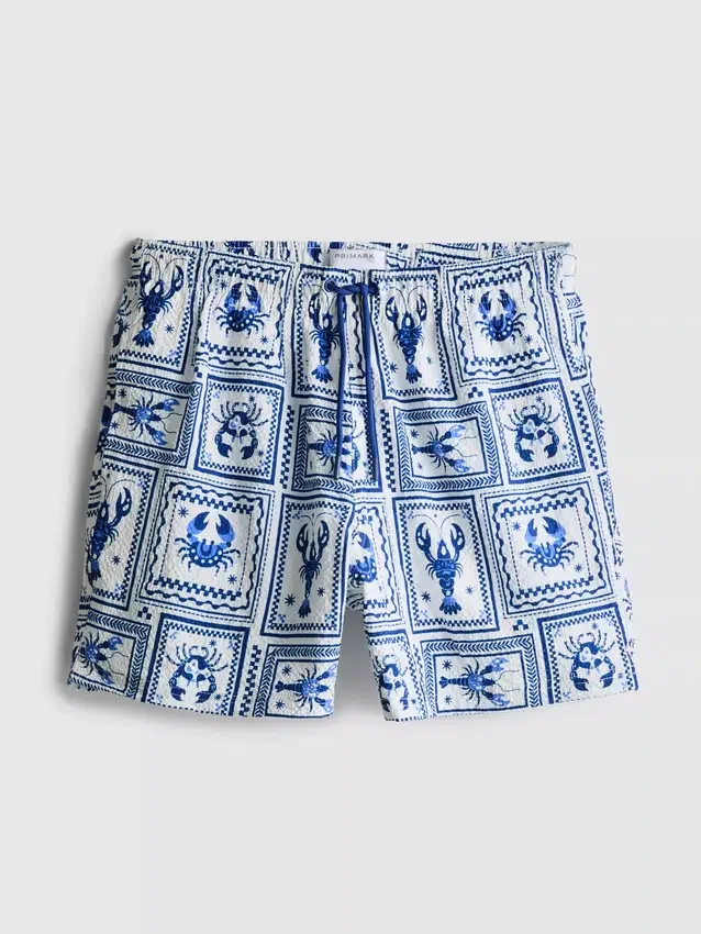 Calções de banho com textura de azulejos mediterrânicos