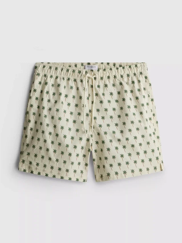 Calções de banho com textura de palmeiras