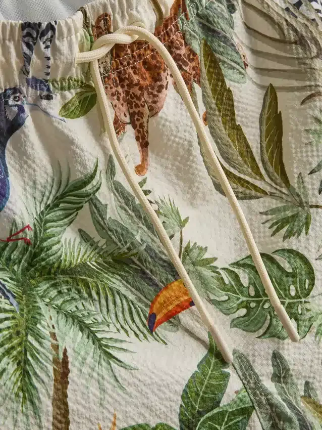Calções de banho com textura de selva