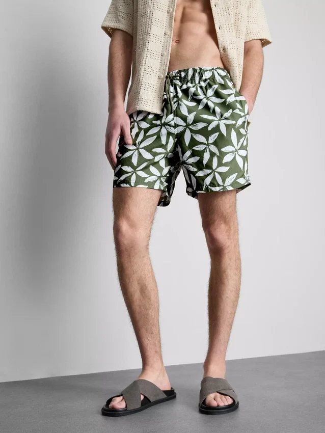 Calções de banho florais com cordão