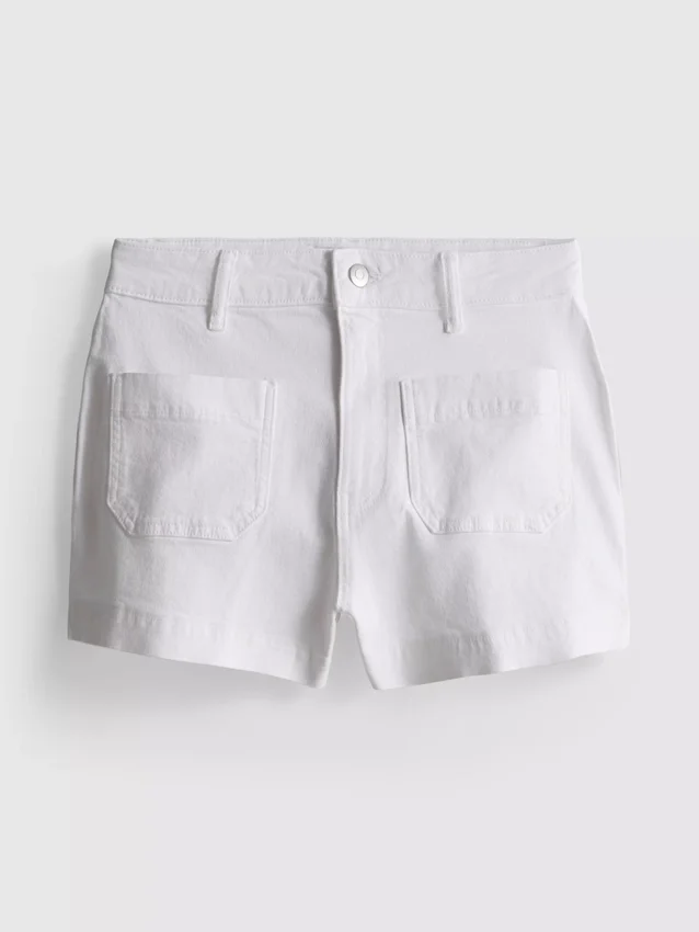 Calções de ganga de algodão com bolsos frontais