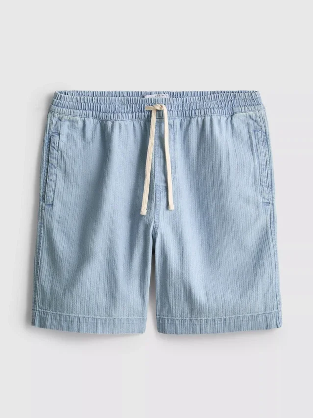 Calções de ganga texturados com cordão