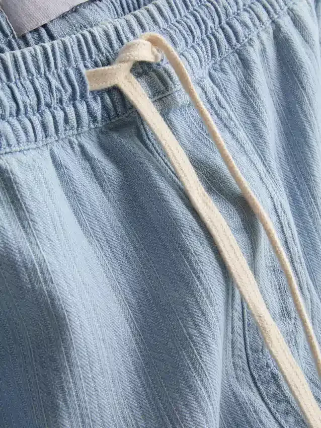 Calções de ganga texturados com cordão