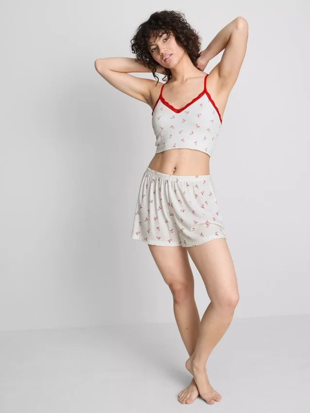 Calções de pijama com canelado estampado