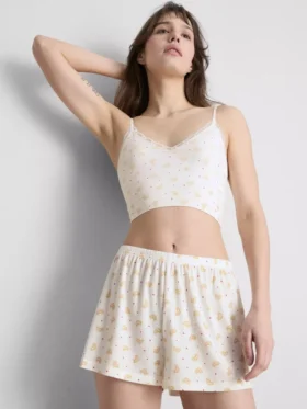 Calções de pijama com canelado estampado