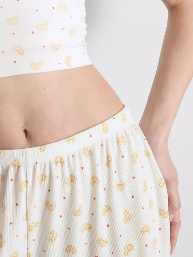 Calções de pijama com canelado estampado