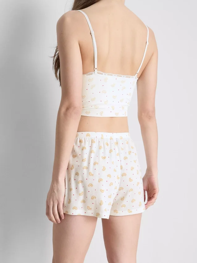 Calções de pijama com canelado estampado