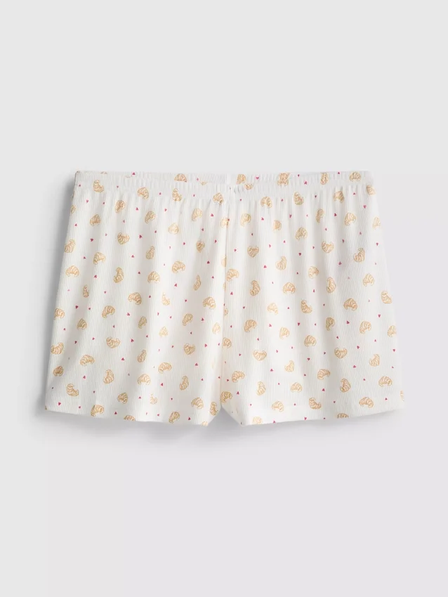 Calções de pijama com canelado estampado