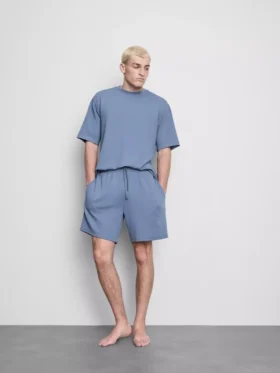 Calções de pijama com cordão texturizados
