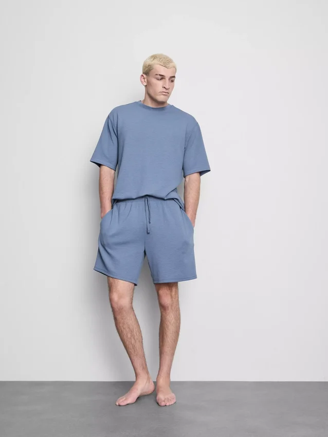 Calções de pijama com cordão texturizados