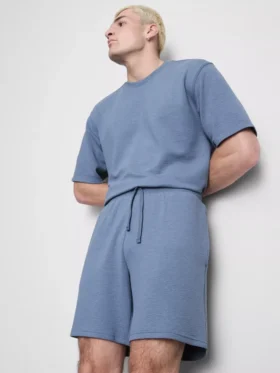 Calções de pijama com cordão texturizados