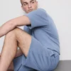 Calções de pijama com cordão texturizados