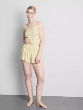 Calções de pijama com estampado floral em malha canelada