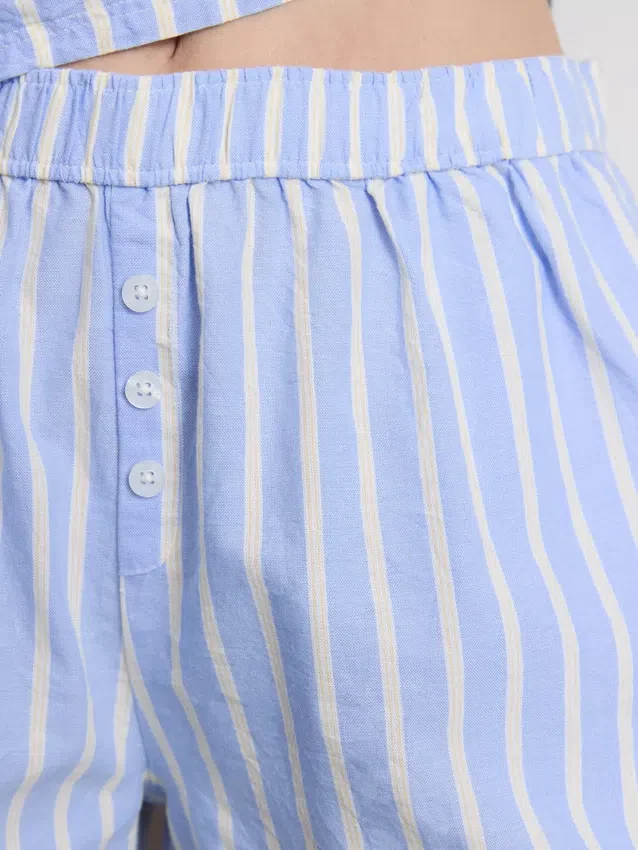 Calções de pijama em algodão às riscas, estilo Oxford