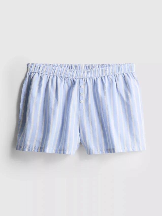 Calções de pijama em algodão às riscas, estilo Oxford
