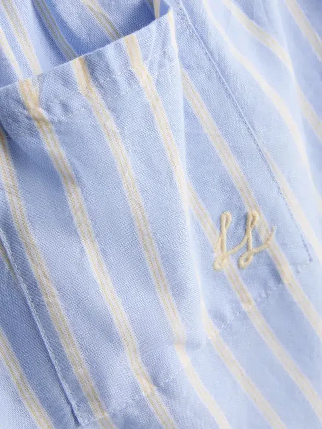 Calções de pijama em algodão às riscas, estilo Oxford