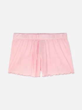 Calções de pijama em jersey com acabamento em folha de alface