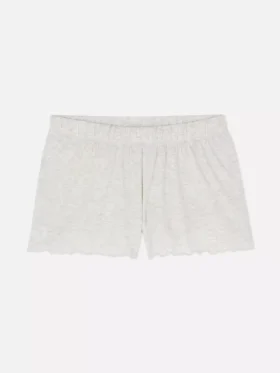 Calções de pijama em jersey com acabamento em folha de alface