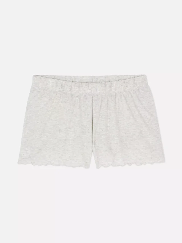 Calções de pijama em jersey com acabamento em folha de alface