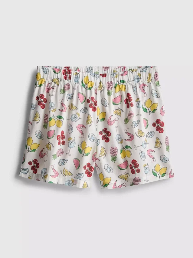 Calções de pijama em tecido de algodão