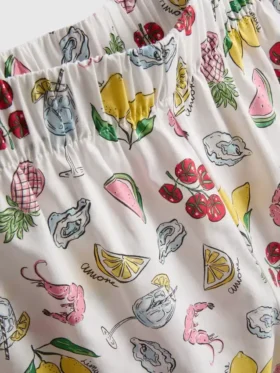 Calções de pijama em tecido de algodão