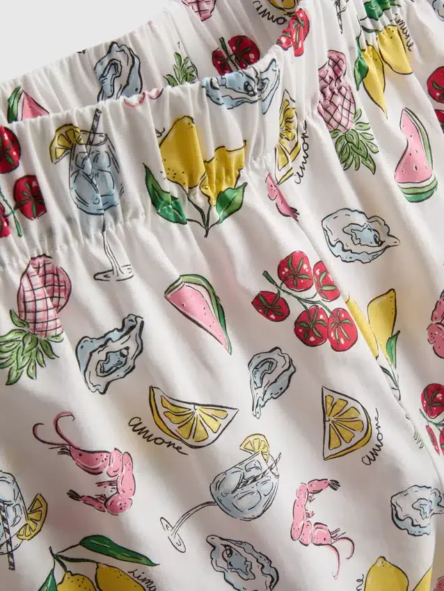 Calções de pijama em tecido de algodão
