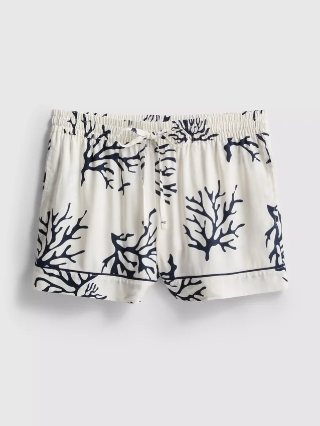 Calções de pijama estampados em tom de coral
