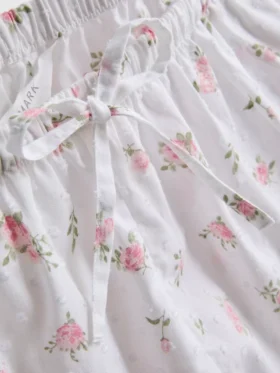 Calções de pijama florais em algodão Dobby