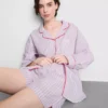 Calções de pijama às riscas em algodão, estilo «room service»