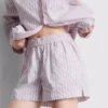 Calções de pijama às riscas em algodão, estilo «room service»