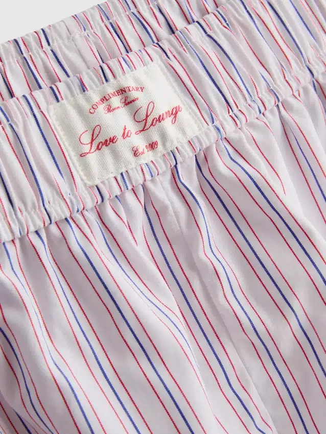 Calções de pijama às riscas em algodão, estilo «room service»