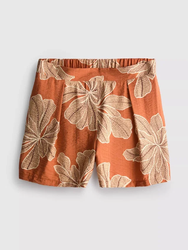 Calções estampados de cintura alta