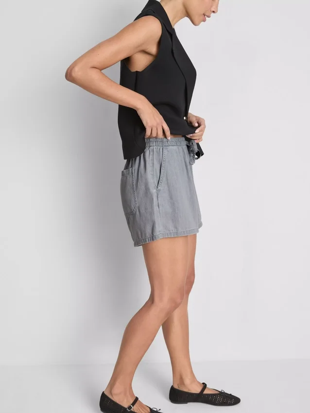 Calções jogger em ganga de algodão