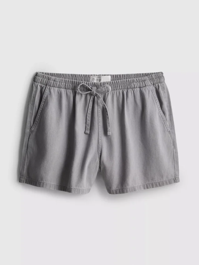 Calções jogger em ganga de algodão