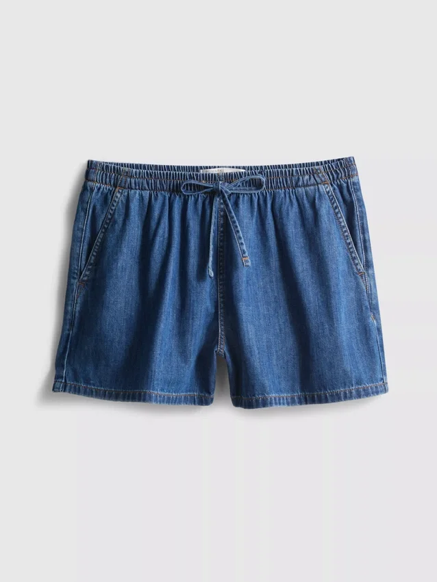 Calções jogger em ganga de algodão