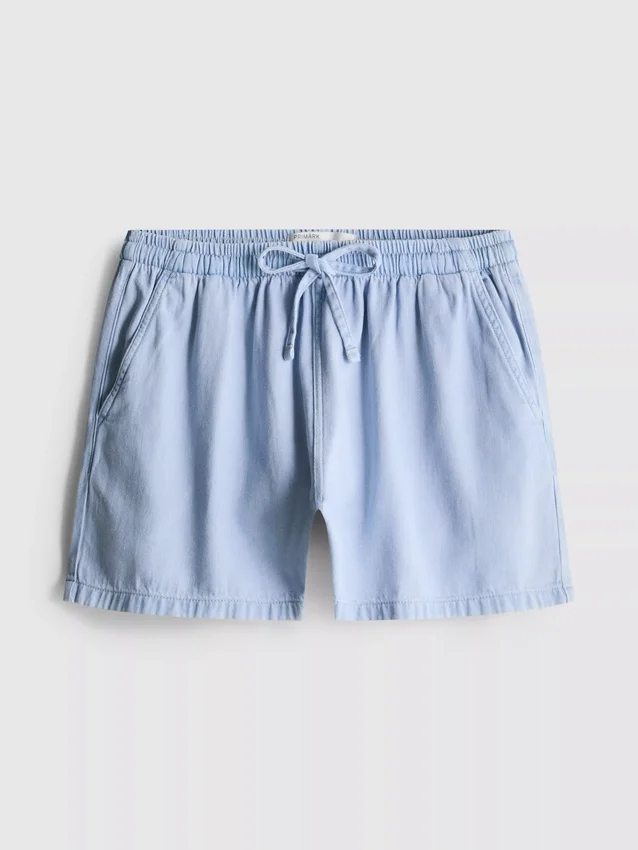 Calções jogger em ganga de algodão