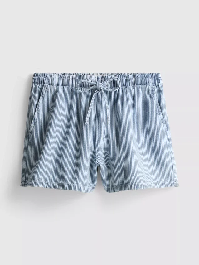 Calções jogger em ganga de algodão