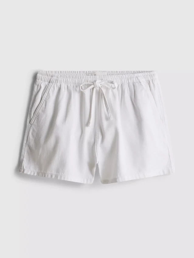 Calções jogger em ganga de algodão