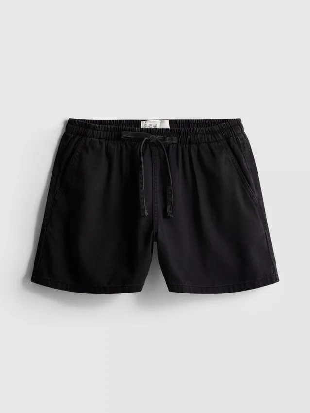 Calções jogger em ganga de algodão