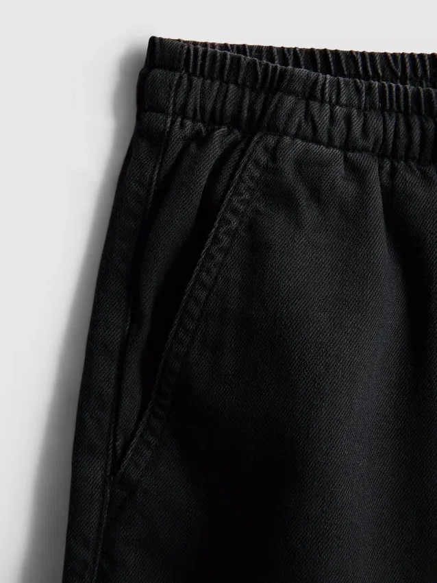 Calções jogger em ganga de algodão