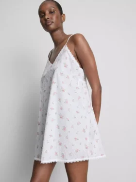Camisa de algodão com padrão floral em tecido dobby