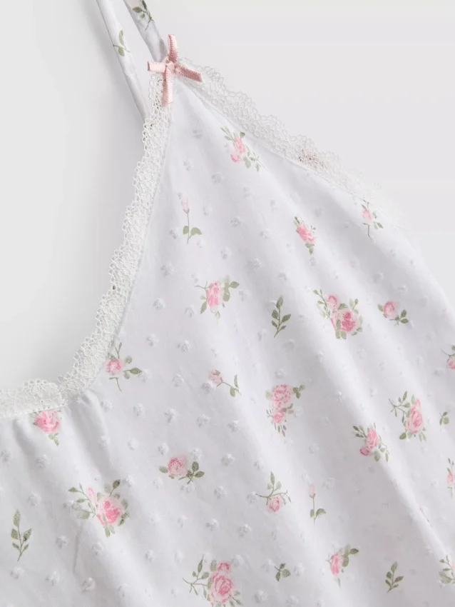 Camisa de algodão com padrão floral em tecido dobby